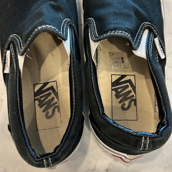 Vans Black and White Classic Slip Ons - Picture 6 of 8